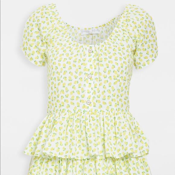 NWT Caroline Constas Crete Mini Dress Lemon Fruit XS - Picture 2 of 12